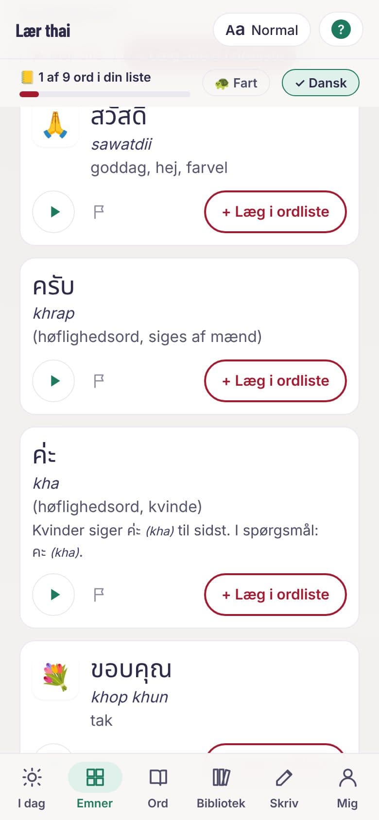 Skærmbillede: Emner