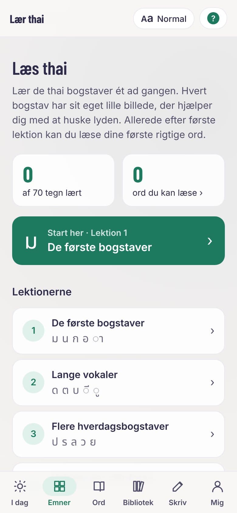 Skærmbillede: Læs thai